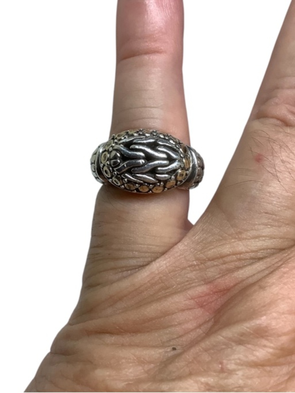 John Hardy sterling silver 18k designer ring Size 6